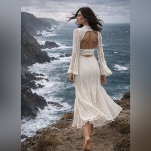 Reiss Aspen Backless Crochet Lace Midi Dress New with Tags U.S. 8